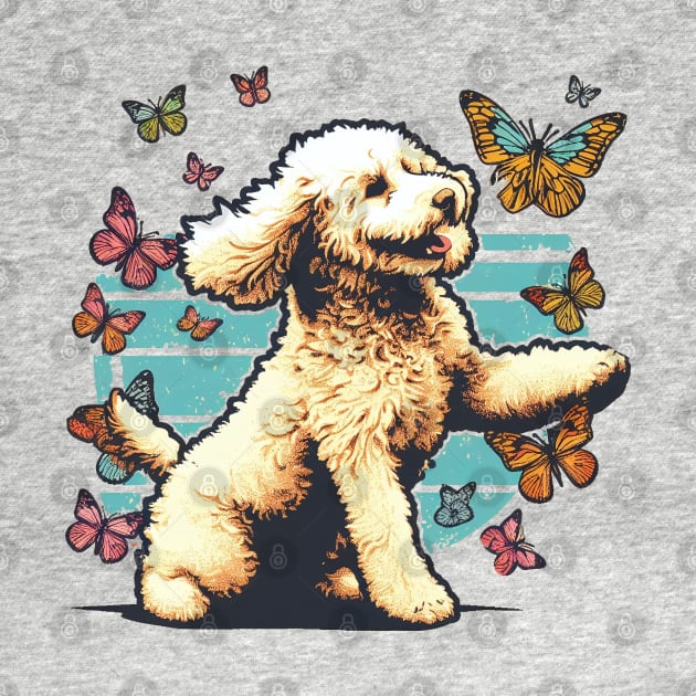 Goldendoodle catching butterflies by SimpliPrinter